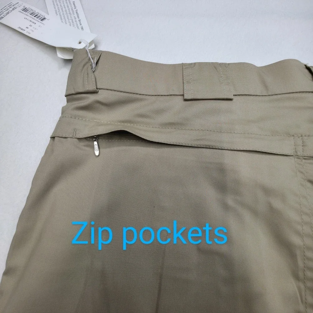New Sportif USA Mens Size 46 Cargo Shorts‎ Beige Lycra Stretch Fishing Sailing
